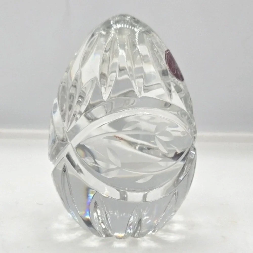 Vintage Gorham Hand Cut Full Lead Crystal Egg Paperweight Poland 3.5